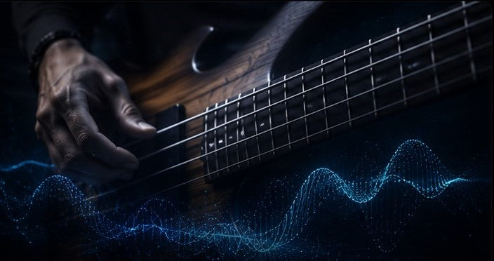 Bass guitar low frequency immersion and tactile resonance