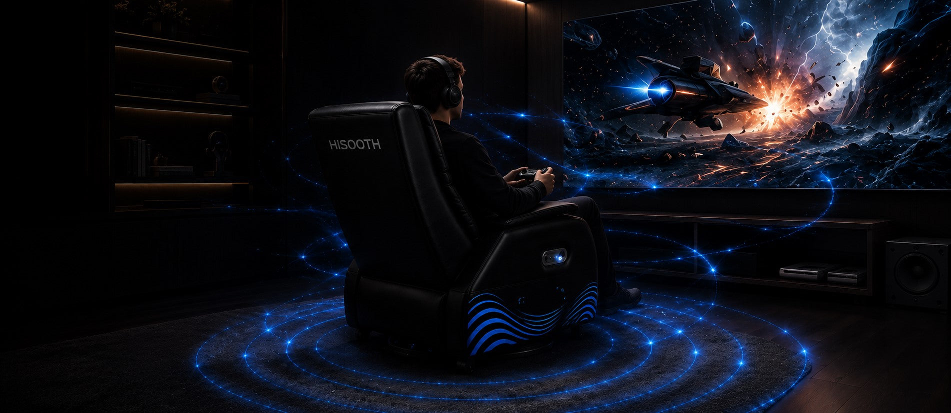 Hisooth ImmersiPlay 4D Home Theater Chair for immersive gaming and cinematic entertainment
