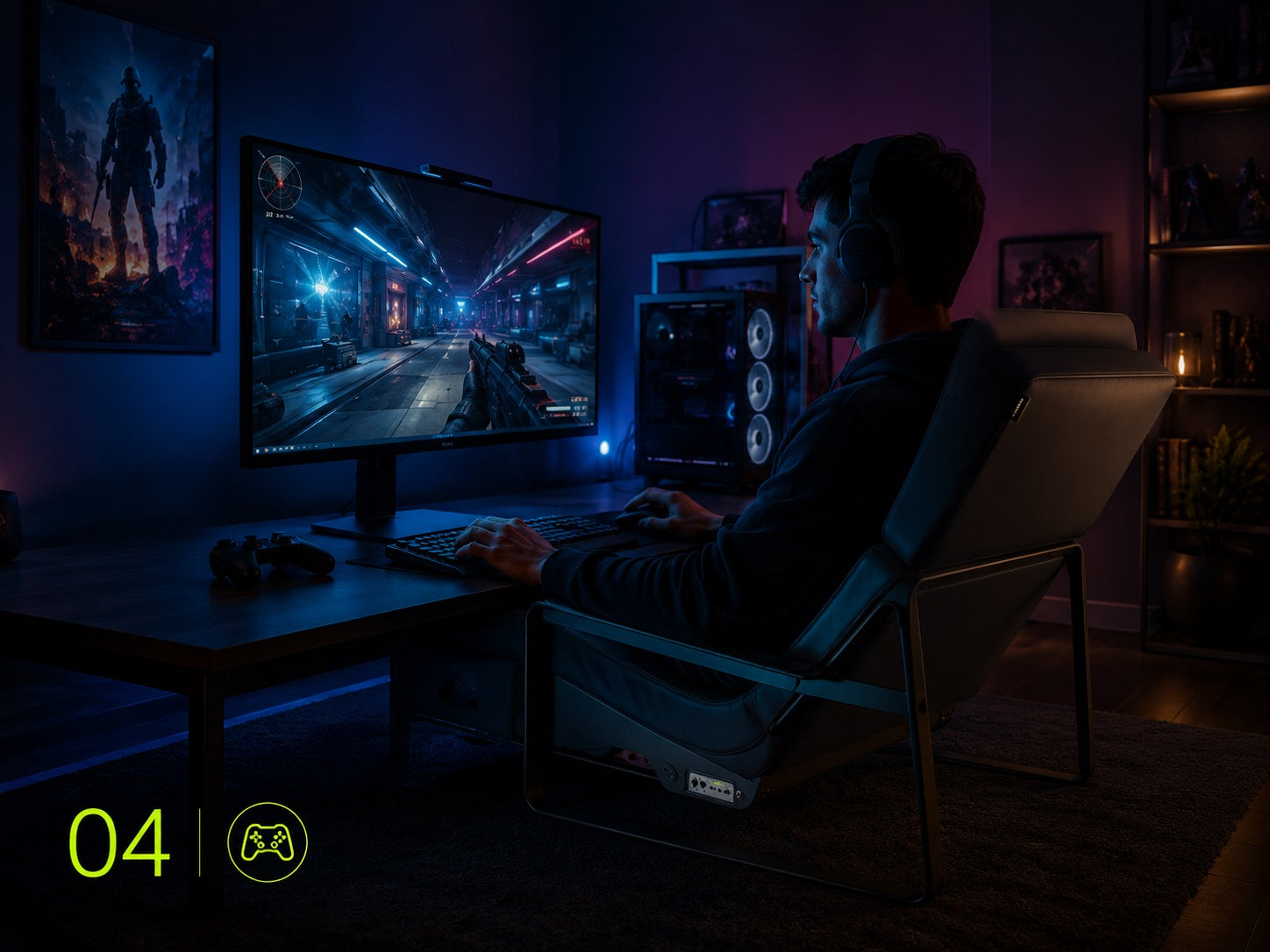 Gaming chair with low-frequency tactile feedback and immersive audio experience