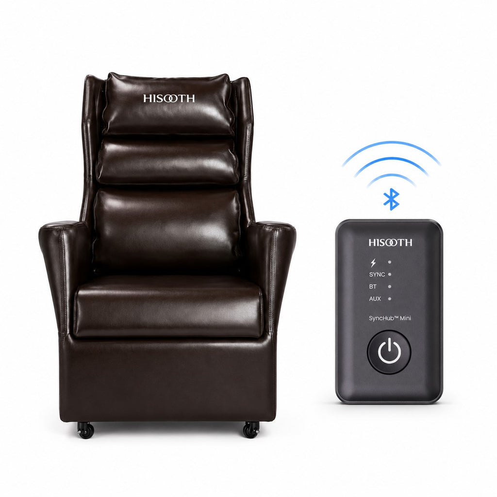 Brauner Hisooth ImmersiPlay Heimkino-Sessel mit vibroakustischer Technik und Bluetooth-SyncHub