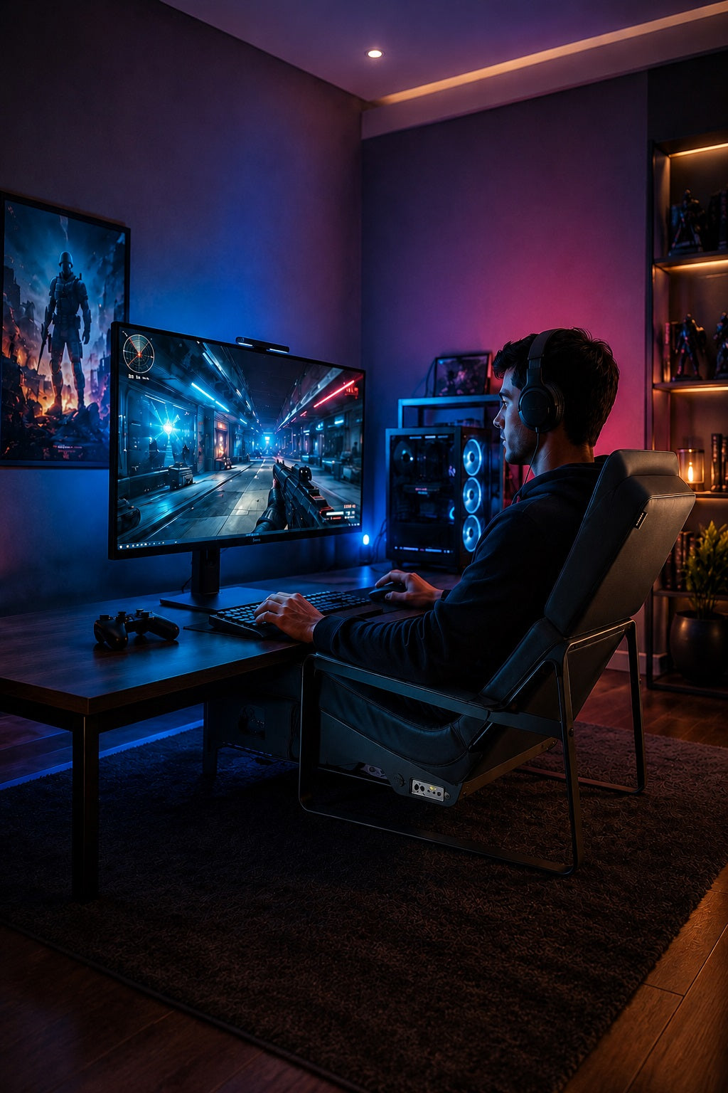 Hisooth Gaming chair with immersive vibroacoustic feedback and low-frequency resonance