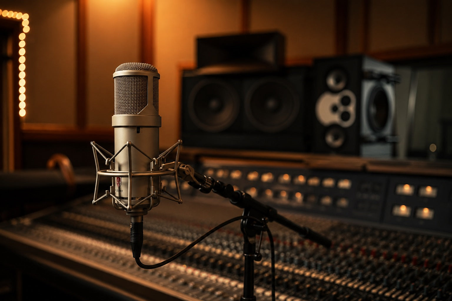 Professional recording studio capturing sound vibrations