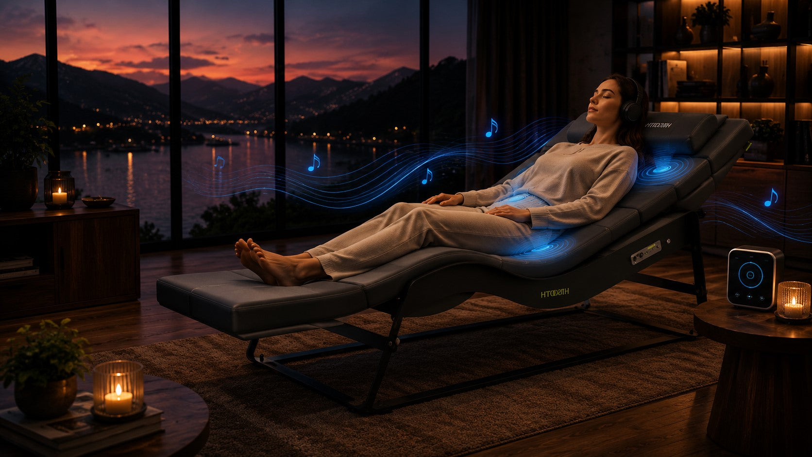 Hisooth Sound Therapy Lounger with immersive vibroacoustic relaxation, music healing, and full-body resonance experience
