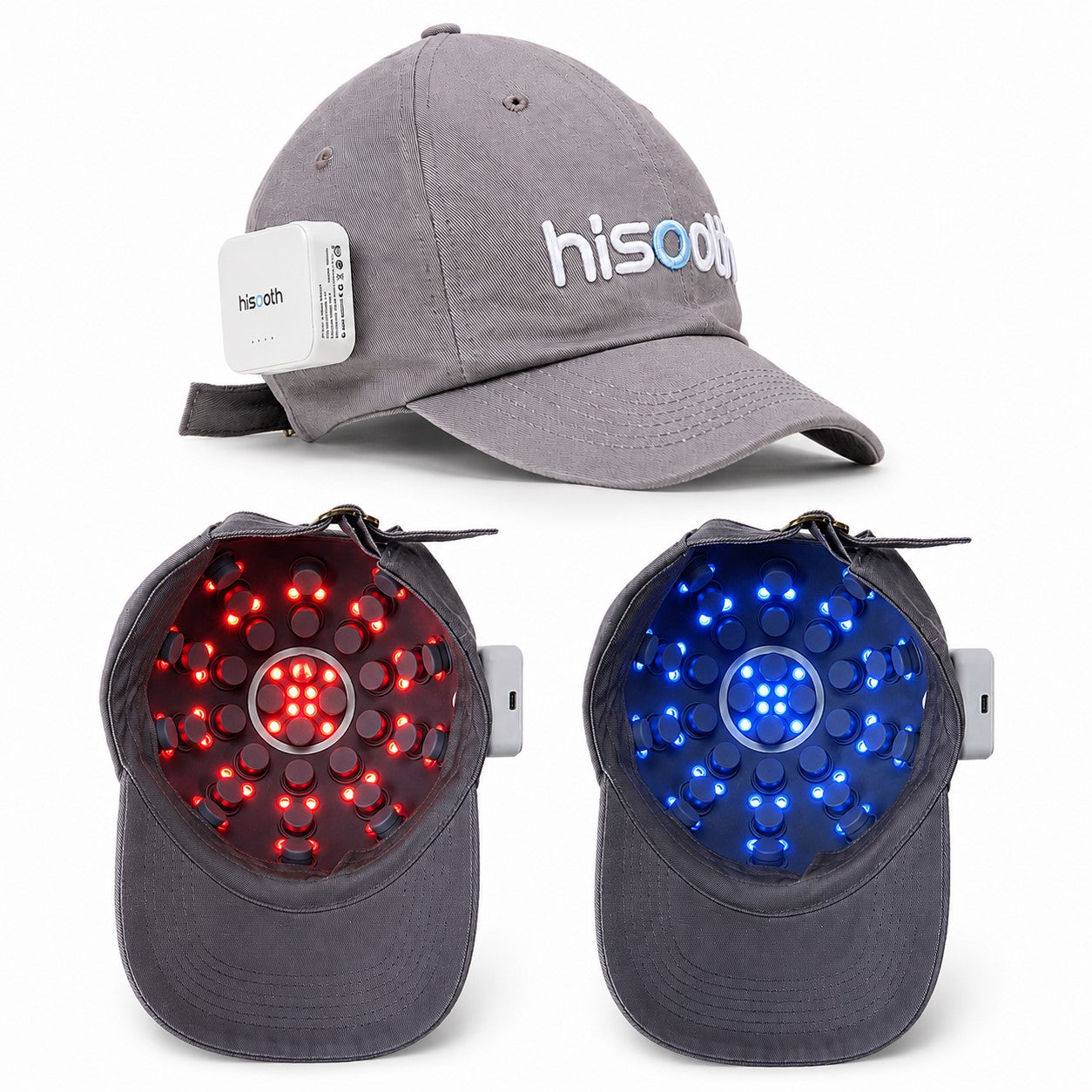 Hisooth Hands-Free Scalp Massager offers Red light Therapy Blue Light Therapy and Massage