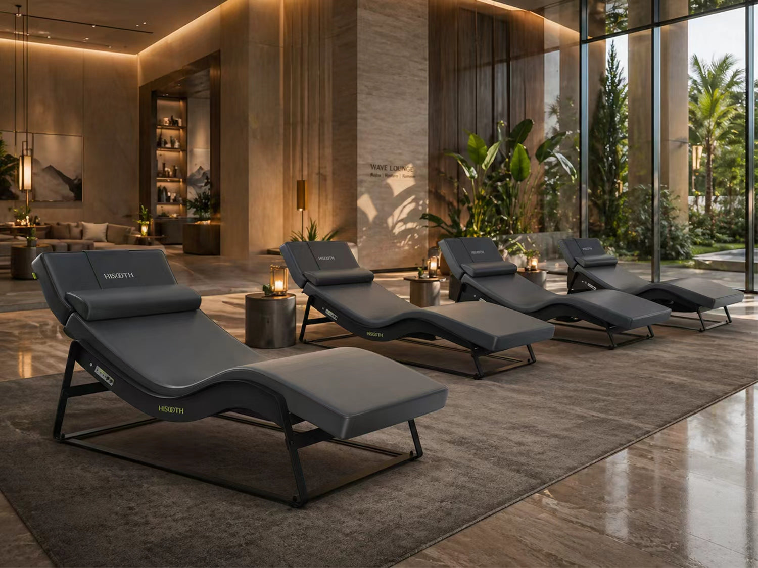 Sound therapy lounge setup for spas, meditation rooms, and wellness spaces