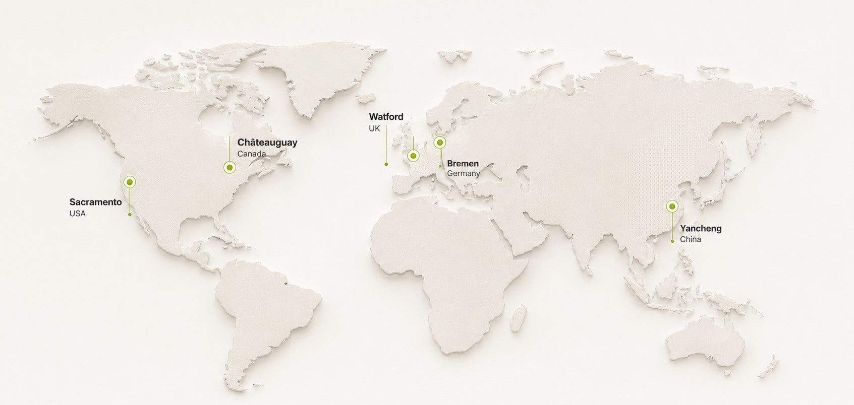Hisooth Global Offices and Warehouse in Europe USA Canada and China