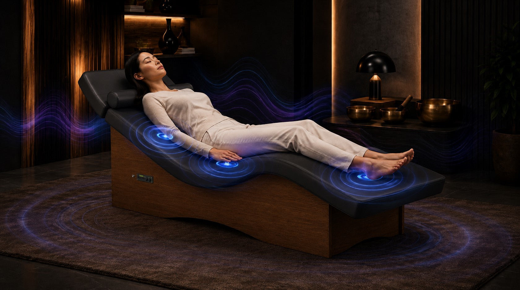 AuraLounge Sound Bath Music Vibration Lounger Couch Video